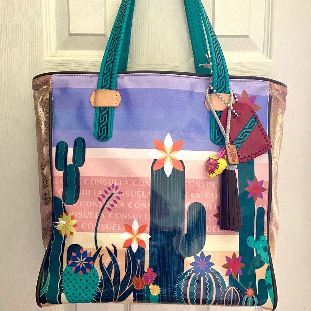 Consuela Teal, Purple & Pink Cactus Tote
